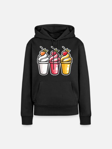 Eiscreme Becher - Frauen Premium Bio Hoodie - Schwarz