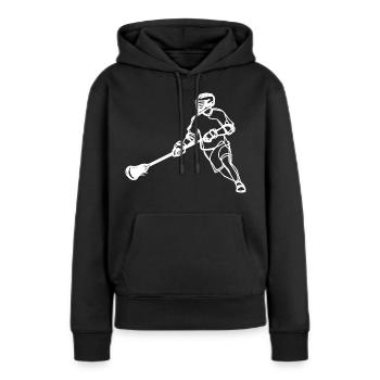 Lacrosse Spieler - Frauen Premium Bio Hoodie - Schwarz - Vorne - Julia (174cm)