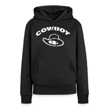 COWBOY - Frauen Premium Bio Hoodie - Schwarz - Vorne - Julia (174cm)