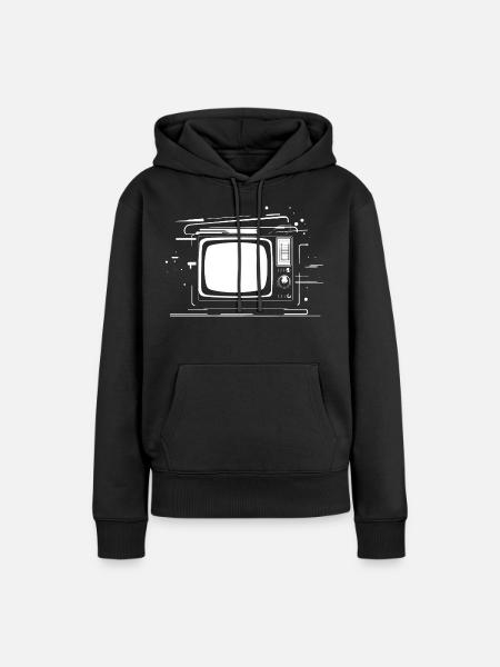 Retro TV - Frauen Premium Bio Hoodie - Schwarz