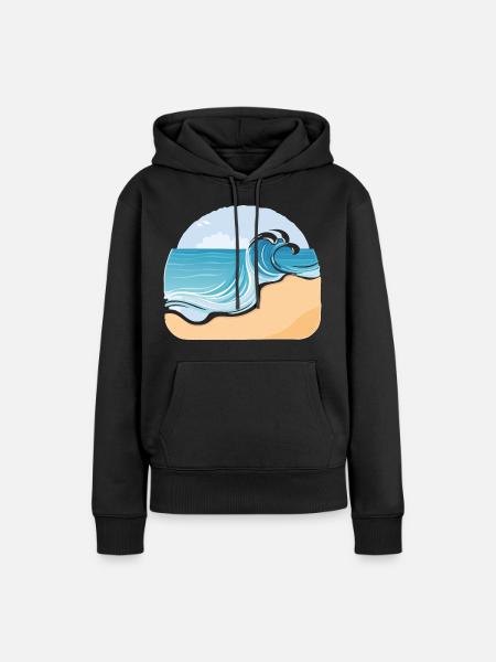 Sandstrand - Frauen Premium Bio Hoodie - Schwarz