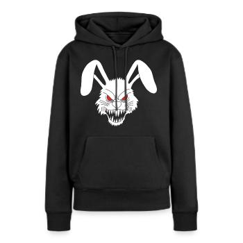 Lapin blanc démoniaque - Sweat à capuche Premium bio Femme - noir - Devant - Julia (174cm)