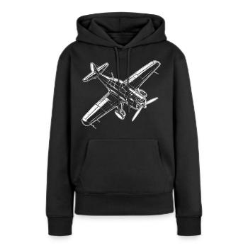 Avion à hélice - Sweat à capuche Premium bio Femme - noir - Devant - Julia (174cm)