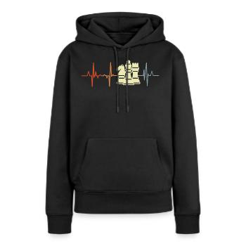 Pièces d’échecs Cardiogramme - Sweat à capuche Premium bio Femme - noir - Devant - Julia (174cm)