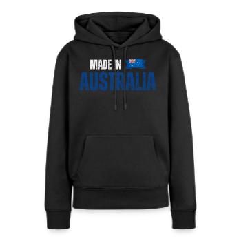 Fabriqué en Australie, fierté australienne - Sweat à capuche Premium bio Femme - noir - Devant - Julia (174cm)
