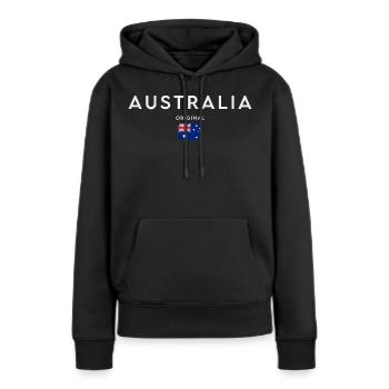 Drapeau australien, fierté australienne - Sweat à capuche Premium bio Femme - noir - Devant - Julia (174cm)