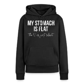 Mein Bauch ist flach - Frauen Premium Bio Hoodie - Schwarz - Vorne - Julia (174cm)