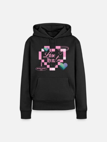 Liebe tut weh - Frauen Premium Bio Hoodie - Schwarz