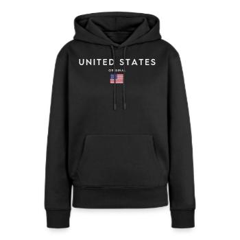 Drapeau des États-Unis - Sweat à capuche Premium bio Femme - noir - Devant - Julia (174cm)