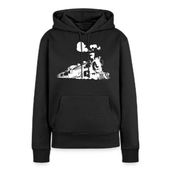 Dampflokomotive - Frauen Premium Bio Hoodie - Schwarz - Vorne - Julia (174cm)