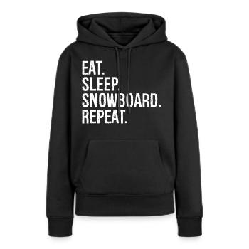 eat sleep snowboard repeat - Frauen Premium Bio Hoodie - Schwarz - Vorne - Julia (174cm)