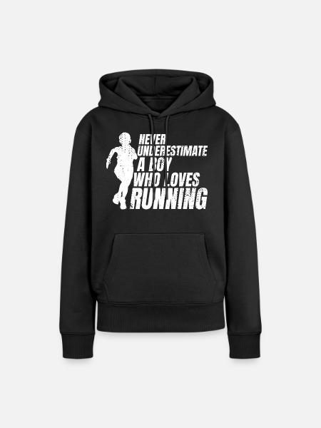 Lustiger Läufer Junge - Frauen Premium Bio Hoodie - Schwarz