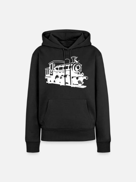 Lokomotive Zeichnung - Frauen Premium Bio Hoodie - Schwarz