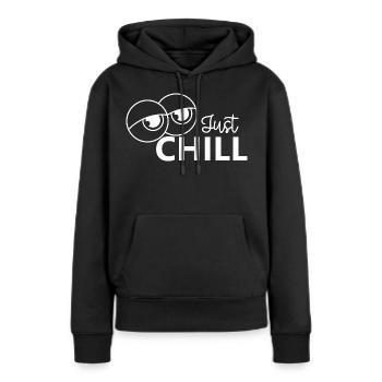 Juste se détendre / Juste détendu - Sweat à capuche Premium bio Femme - noir - Devant - Julia (174cm)
