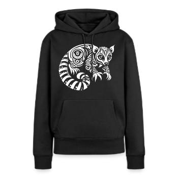 Kinkajou tribal - Sweat à capuche Premium bio Femme - noir - Devant - Julia (174cm)