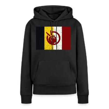Mouvement amérindien - Sweat à capuche Premium bio Femme - noir - Devant - Julia (174cm)
