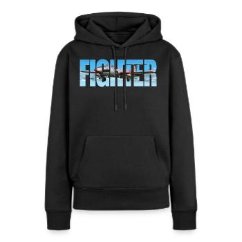 Chasseur L-29 Delfin - Sweat à capuche Premium bio Femme - noir - Devant - Julia (174cm)