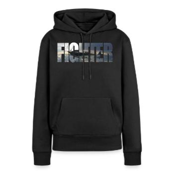 Fighter Spitfire - Frauen Premium Bio Hoodie - Schwarz - Vorne - Julia (174cm)