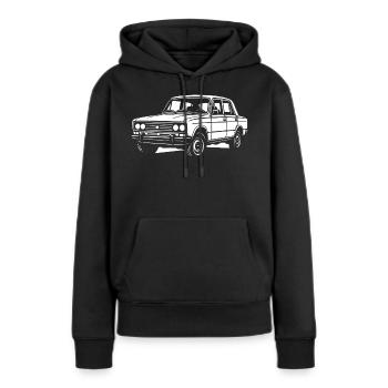 Klassiker mit Charakter - Frauen Premium Bio Hoodie - Schwarz - Vorne - Julia (174cm)