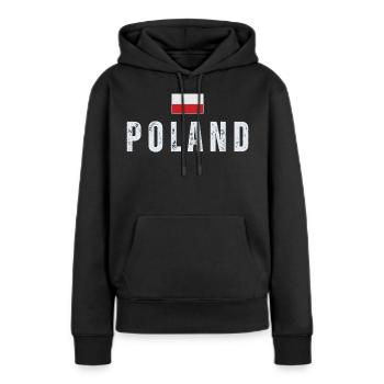 Polnischer Stolz, Polnische Flagge - Frauen Premium Bio Hoodie - Schwarz - Vorne - Julia (174cm)