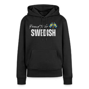 Stolt svensk, jag älskar Sverige - Ekologisk premiumluvtröja dam - svart - Fram - Julia (174cm)