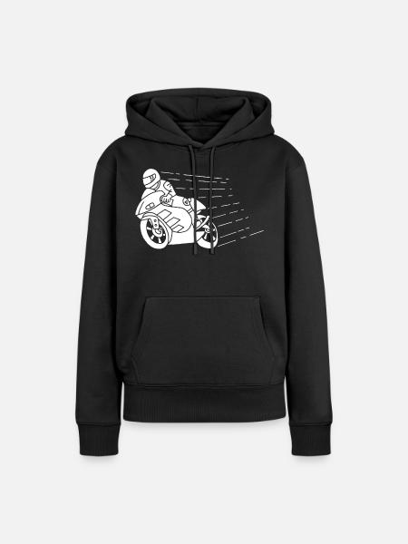 Weißer Biker und Geschwindigkeit - Frauen Premium Bio Hoodie - Schwarz