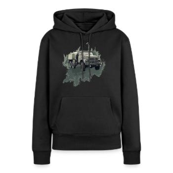 ZIL 131 – Ikone der Straße - Frauen Premium Bio Hoodie - Schwarz - Vorne - Julia (174cm)