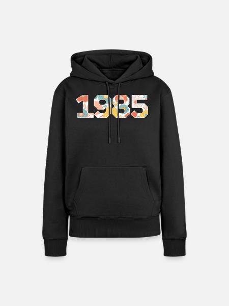 Blumen 1985 - 40-jähriges Jubiläum - Frauen Premium Bio Hoodie - Schwarz