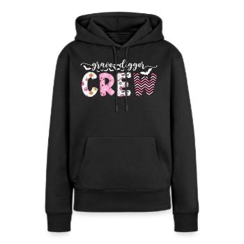 Enterrement de vie de jeune fille drôle sur le thème d’Halloween - Crew - Sweat à capuche Premium bio Femme - noir - Devant - Julia (174cm)