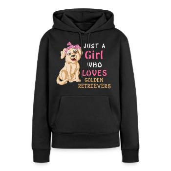 Golden Retriever Mädchen Liebe - Frauen Premium Bio Hoodie - Schwarz - Vorne - Julia (174cm)