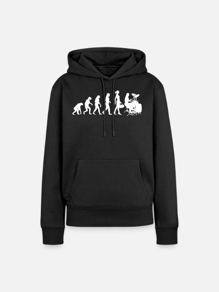 Evolution Schlagzeugerin Percussion Drummer Lady - Frauen Premium Bio Hoodie - Schwarz