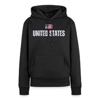 Drapeau américain, patriote américain - Sweat à capuche Premium bio Femme - noir - Devant - Julia (174cm)