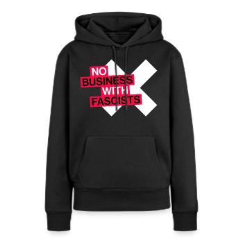 PAS D’AFFAIRES AVEC LES FASCISTES - Sweat à capuche Premium bio Femme - noir - Devant - Julia (174cm)