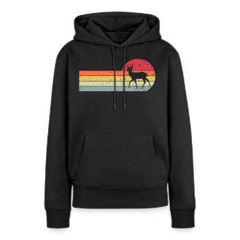 chevreuil - Sweat à capuche Premium bio Femme - noir - Devant - Julia (174cm)