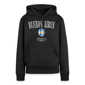Buenos Aires, Argentinien, minimalistisches Design - Frauen Premium Bio Hoodie - Schwarz - Vorne - Julia (174cm)