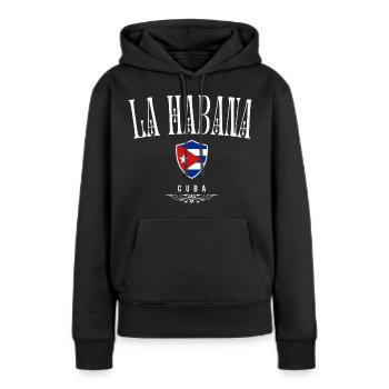 J’adore La Havane, la fierté cubaine - Sweat à capuche Premium bio Femme - noir - Devant - Julia (174cm)