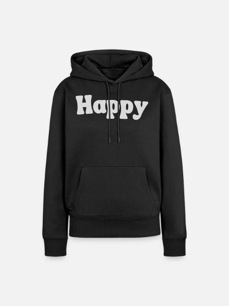 Happy - Frauen Premium Bio Hoodie - Schwarz