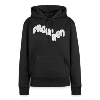 Frauchen Silbern Kurvig Schriftdesign - Frauen Premium Bio Hoodie - Schwarz - Vorne - Julia (174cm)
