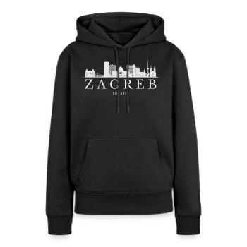 Skyline de Zagreb, Zagreb Croatie - Sweat à capuche Premium bio Femme - noir - Devant - Julia (174cm)