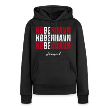 J’adore Copenhague, Copenhague Danemark - Sweat à capuche Premium bio Femme - noir - Devant - Julia (174cm)