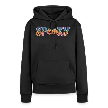 Lettrage d’Halloween effrayant avec citrouille - Sweat à capuche Premium bio Femme - noir - Devant - Julia (174cm)