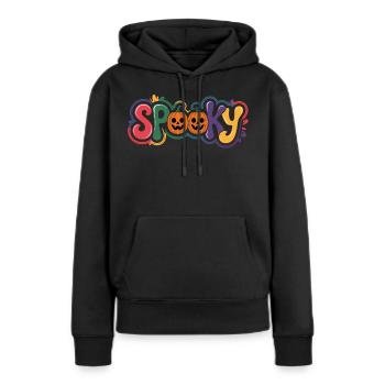 Lettrage citrouille effrayant - Sweat à capuche Premium bio Femme - noir - Devant - Julia (174cm)