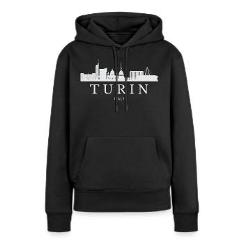 Turin Skyline, Turin Italie - Sweat à capuche Premium bio Femme - noir - Devant - Julia (174cm)