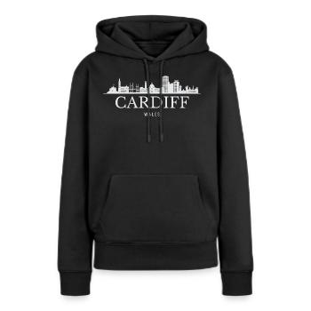Cardiff Skyline, Cardiff Pays de Galles - Sweat à capuche Premium bio Femme - noir - Devant - Julia (174cm)