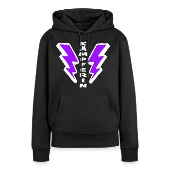 Cadeau spécial pour les filles : FIGHTER - Sweat à capuche Premium bio Femme - noir - Devant - Julia (174cm)