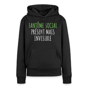 10Introverti Halloween - Fantôme Asocial Humour - Sweat à capuche Premium bio Femme - noir - Devant - Julia (174cm)