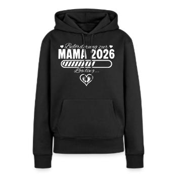 Annonce de grossesse de maman 2026 - Sweat à capuche Premium bio Femme - noir - Devant - Julia (174cm)