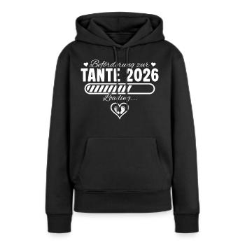 Tante 2026 Annonce de grossesse familiale - Sweat à capuche Premium bio Femme - noir - Devant - Julia (174cm)