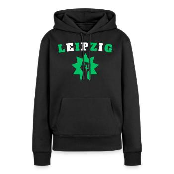 Leipzig - Sweat à capuche Premium bio Femme - noir - Devant - Julia (174cm)
