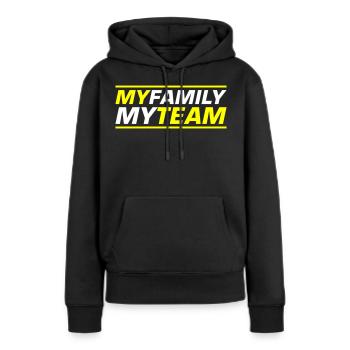 Mon équipe familiale dit - Sweat à capuche Premium bio Femme - noir - Devant - Julia (174cm)